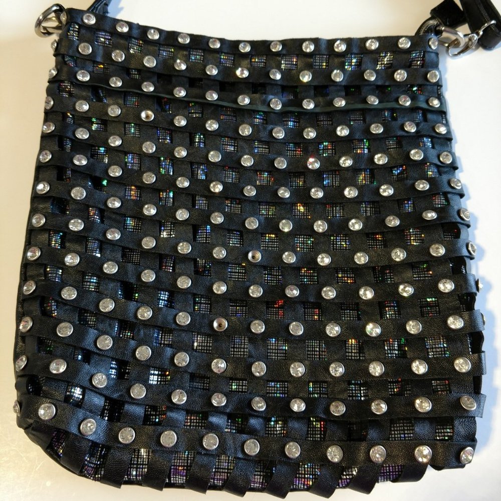 Black Metallic Rhinestone Handbag